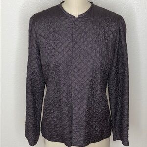 Eileen Fisher lightweight quilt silk jacket plum S
